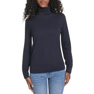 Tommy Hilfiger Womens Cotton Lightweight Turtleneck Sweater (Large, Sky Captain)