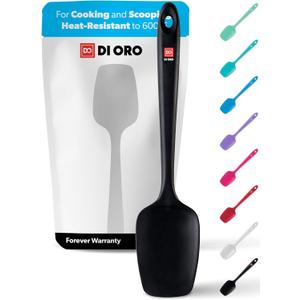 DI ORO Seamless Series Silicone Spoon Spatula - BPA Free Pro-Grade Non-Stick 600F Heat-Resistant Rubber Spoonula - Versatile Silicone Kitchen Scraper Utensil for Baking and Cooking (Black)
