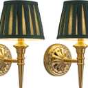 KDG Cordless Wall Sconces Set of 2, Small Wireless 5200mAh Rechargeable Battery Fabric LED Wall Lamps, Portables Lightings for Wall Painting, Living Room, Bedroom, Hallway, Gifts, Night Light (Green)