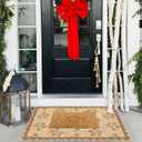 Front Door Mat Outside Entrance - 2x3 Floral Non-Slip Washable Doormat Indoor Outdoor Mat Jute-Look Farmhouse Tan Scalloped Entry Rug Small Throw Rugs for Entryway Kitchen Front Porch Decor