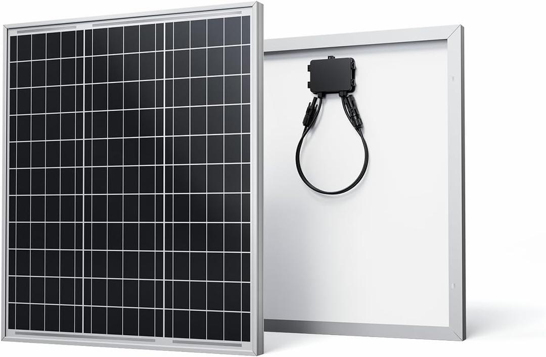 Renogy Solar Panel 50 Watt 12 Volt, High-Efficiency 50W Solar Panel Monocrystalline PV Module Power Charger for RV Marine Rooftop Farm Battery and Other Off-Grid Applications