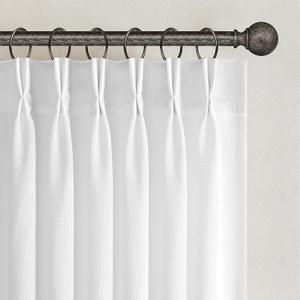 Topfinel Beige White White Linen Curtains 96 Inches Long for Living Room,Pinch Pleated with Heading Tape Hooks Light Filtering Semi Sheer Lightweight Curtains for Bedroom 96 Length 8ft Two Panels Set, 40"W x 96"L