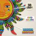 3 Pcs Metal Sun Outdoor Wall Art Decor, Colorful Laser Printed Mexican Style Patterns, Outdoor Decorations for Garden Yard Patio Lawn.
