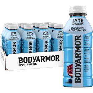 BODYARMOR LYTE, Blueberry Pomegranate, Electrolyte Drink, 20 Calories, 16 Fl Oz Bottles (12 Pack), Coconut Water Sports Drink, Natural Flavor & B Vitamins