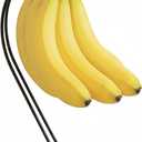 BNYD Banana Holder Stand for Kitchen Counter, Black Banana Hanger with Hook, Fruit Basket Accessory, Hanging Banana Tree, Countertop Banana Rack