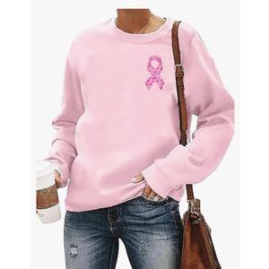 Women Breast Cancer Awareness Sweatshirt Pink Ribbon Inspirational Tops Casual Long Sleeve Fall Winter Pullover