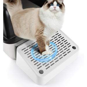 Cat Litter Box Ramp, Litter Box Step Mat with Filter Function, Cat Litter Catcher for Self-Cleaning Litter Boxes, Cats Pedal Stool Ideal for Kitten & Elderly Cats (White)