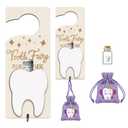 Tooth Fairy Tooth Holder, Tooth Fairy Door Hanger with Money Slot, Keepsake Bottle & Burlap Pouch for Lost Teeth, Encourage Gift for Boys Girls (Purple)
