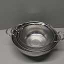 COMPORT K Premium 18/8 304 Stainless Steel Strainer Set of 3 with Handles, Micro-Perforated Colanders, 4-6-8 Quart Set, Self-Draining Solid Base for Pasta, Fruits, Vegetables, Made in Korea