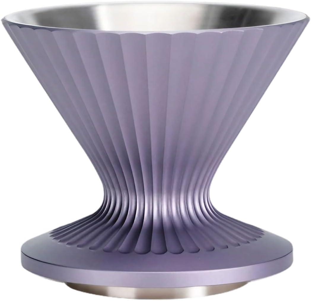 Pour Over Coffee Dripper Drip Coffee Pour Over Maker Resuable Blossom Cone Funnel Stainless Steel Metal Coffee Filter for Travel, Camping, Office, Home, Coffee Maker Brew (Dreamlike Lavender)