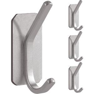 Paoli Heavy Duty Adhesive Hooks,Self-Adhesive Hooks Multiple Colors and Styles 30 lb Maximum Load for Home Schools and Offices (4pc, Silver)
