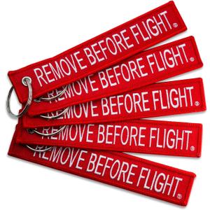 AIXEPA 5x Remove Before Flight Red/White Key Chain 5.5" x 1" by (5 Pack)