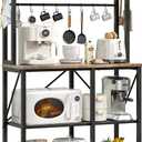 YASONIC Coffee Bar, Bakers Rack with Storage, 39.4 Inches Microwave Stand, 5 Tier Kitchen Shelves Appliance Storage, 12 S Hooks Large Coffee Station for Spices, Pots and Pans, Rustic Brown