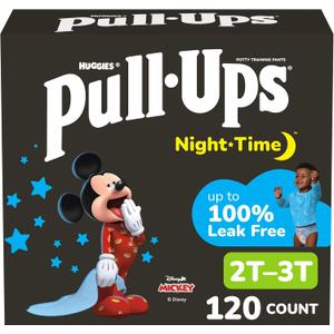 Pull-Ups Boys' Night-Time Potty Training Pants, Size 2T-3T Overnight Training Underwear (16-34 lbs),120 Ct