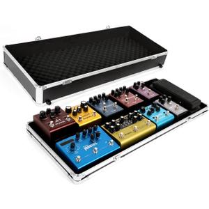 GHOSTFIRE Guitar Multi Effect Pedal Case 27.5x11.6x4.2in ，with Pedal Mounting Tape Fastener，Sturdy Locking Aluminum ，T series T-EC14
