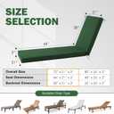 Chaise Lounge Cushions Outdoor, 72x 21x 3 Inch Waterproof & Fade-Resistant Lounge Chair Cushion, Outdoor Chaise Cushion with Removable Cover & Ties for Lawn, Patio, Pool & Beach, Forest Green