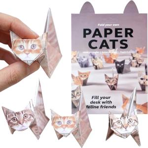2 x 1pcs DIY origami paper cats - 50 Sheets DIY paper cats to fold cute cat figures, Fun craft activity fold Cat Figures for adults, desk decoration & gift for cat lovers (1)