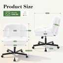 Cross Legged Office Chair, Thick Cushioned Criss Cross Chair with Wheels, Wide Seat Armless Office Chair, Height Adjustable Swivel Vanity Chair for Home and Office, White, 27.1 inches x 25.2 inches x 35 inches