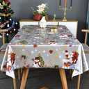 TruDelve Plastic Christmas Tablecloth Rectangle Silver Vinyl Christmas Table Cloth Oblong Xmas Table Cover with Snowman for Party (54'' x 108'', Snowman)