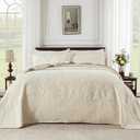 ENJOHOS Oversized King Bedspread 138x122, California King Quilt with Damask Pattern, Beige Coverlet with Pillowcase, Lightweight Soft Extra Wide Comforter Bedding Set for All Season | Breathable, Microfiber, Cloud-Like