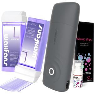 Smart Roll on Wax Kit, Wax Roller Kit for Hair Removal,Automatic Cooling, No burns,Safe&Easy Waxing at Home, Waxing Kit for Women and Men,with 2 Wax Cartridges & 50 Pcs Wax Strip.