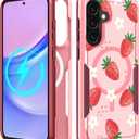 for Samsung Galaxy A36 5G Phone Case - Compatible with MagSafe Women Girls Cute Magnetic Protective Cover Girly Kawaii Strawberry Heavy Duty Shockproof Design for Samsung A36 5G Cases 6.7"