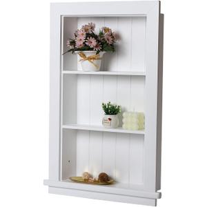 Recessed Wall Niche, Recessed Cabinet, In Wall Medicine Cabinet, Bathroom Niche, Insert for Drywall, Between Studs Shelf Replacement, Without No Mirror, Open, Recess, Wood, 14x24 ID, 17x27 OD