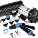 WASSERMANN 12V DC Washdown Pump Kit, 7.5GPM 80PSI, 5-Chamber Self-Priming Diaphragm Pump with Pressure Switch, Coiled Hose, Spray Nozzle for Boat Marine Yacht Freshwater Garden RV