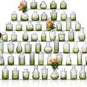 Glass Bud Vase Set of 60 - Small Vases for Flowers in Bulk - Assorted Vintage Crystal Vases for Flowers, Table Centerpieces (Green, 60 Pcs)