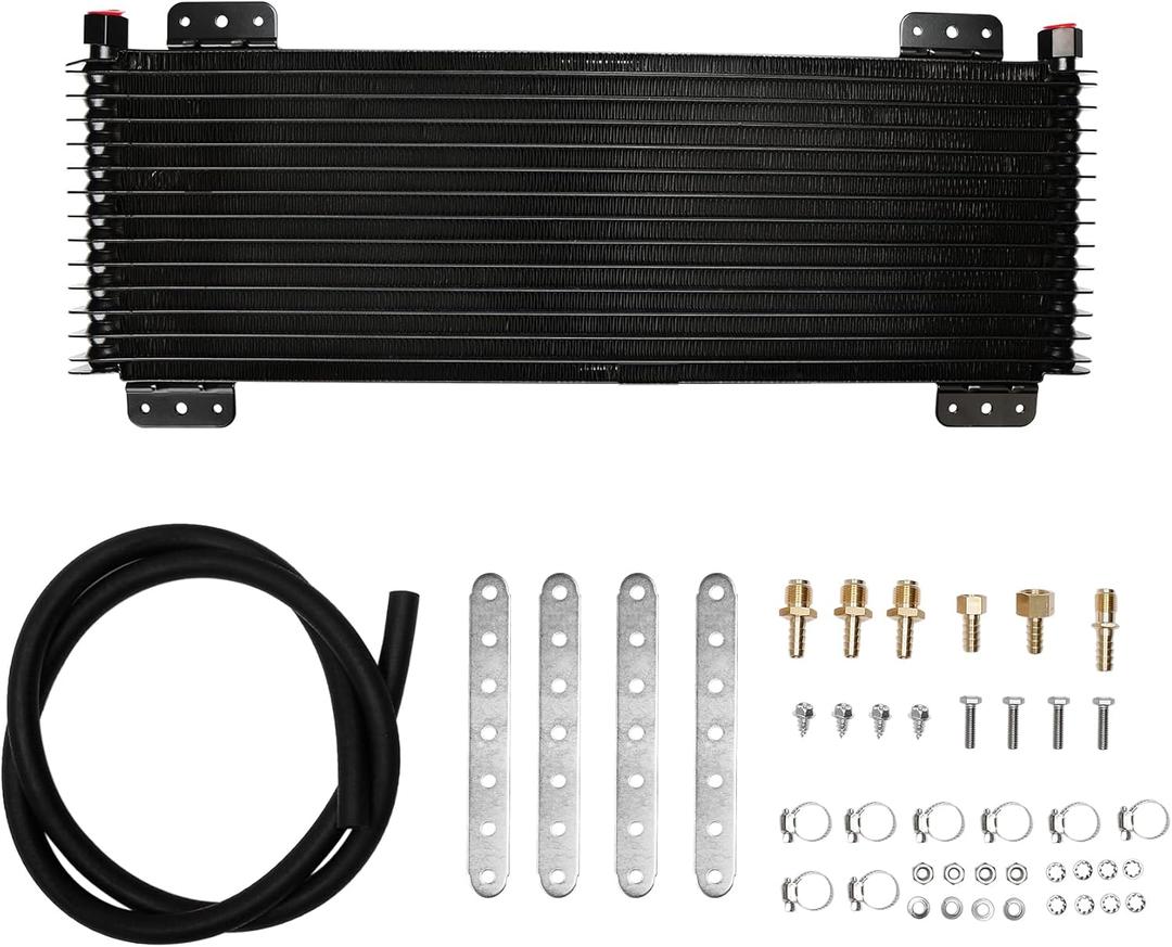 Transmission Oil Cooler Kit 40K GVW Max Low Pressure Drop Replace# LPD47391 47391 with Mounting Hardware - Black