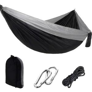 GRSECPO Camping Hammock with Tree Straps Portable Nylon Gray 118"x78" | 600lb Heavy Duty Parachute Nylon Camping Hammock,Tree Straps,Portable,118x78in Extra Large,Outdoor Hiking Beach Backpack Gear