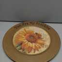 CVHOMEDECO. Sunflower Decorative Plate Primitives Round Crackled Display Wooden Plate Home Dcor Art, 13-1/4 Inch, 13-1/4" Dia. X 3/4"