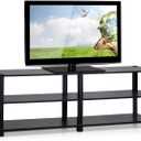 Furinno Turn-S-Tube No Tools 3-Tier Entertainment TV Stands, Dark Cherry and Black, 55-inch No Tools