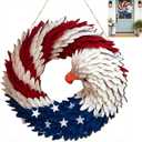 2026 Eagle Flag Wreath, 250th Anniversary Patriotic Eagle Wreath, Red White and Blue with Stars, Independence Day 4th of July Front Door Wall Decor (Medium-2D, Round)