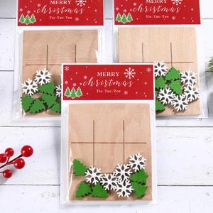 2 x FestalMart Christmas Gifts - 6pcs Wooden Board Game with Cards for Tic Tac Toe, Classic Family Game, Stocking Stuffers & Goody Bag Fillers for Kids Boys and Girls