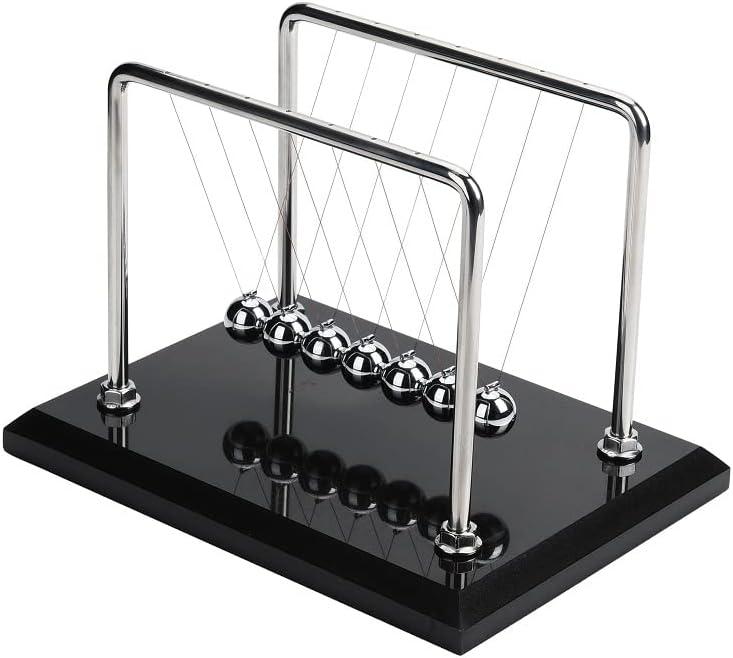 CERROPI Newton Cradle Balance Balls, 7 Ball Newton Pendulum, Classic Swing Ball, Desk Toy & Accessory, 11 inch, 65 Sec Swingtime