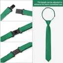 Boys Tie Pocket Square Set Pre-tied Adjustable Kids Solid Color Necktie for Age 8-12 Years with Gift Box (Emerald Green)
