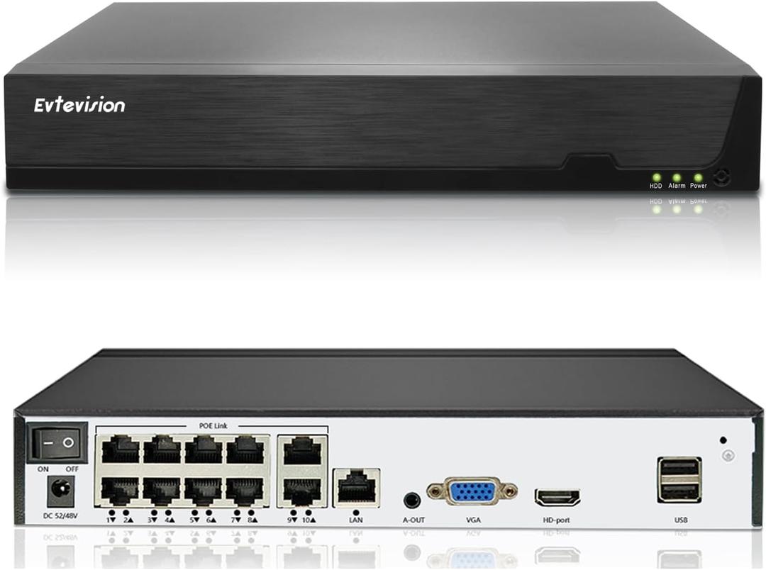 4K 10 Channel Network Video Recorder for POE Security Camera System,10CH NVR with AI Motion Detection,Easy Remote Access,Works with 10 x 8MP IP Cameras,Supports up to 8TB HDD (Not Included)