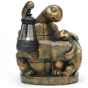 Turtle Solar Powered Outdoor Garden Statue, Resin Statue with Solar Light Lantern, Decorative Lawn, Yard Outdoor Turtle Decoration. Unique Home Decoration, Gifts for Women,Mom on Mother's Day