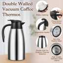 Essenya 2 PCS 68 OZ Thermal Coffee Carafe, Insulated Stainless Steel Coffee Carafe Double Walled Vacuum Thermal Pot Flask with Brushes for Keeping Hot Coffee Tea Home and Office (Silver)