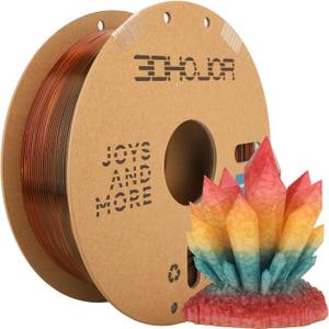 3DHoJor Transparent Multi Rainbow Color Gradient Change PLA 1.75mm 1KG 3D Printing Filament Crystal Rainbow PLA Clear PLA Filament with Cardboard Spool-Maple Leaf