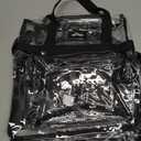 MAY TREE Clear Bag for Stadium Events 12612 Clear Tote Lunch Bag with Reinforced Strap for Work, Concert and Sports, Black
