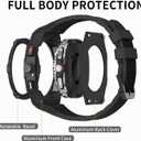 Luxury Case with Band for Samsung Galaxy Watch 8 Classic 46mm, Rugged Metal Face Cover with Rotatable Bezel and Tactical Silicone Strap Heavy Duty Protection for Men, Black