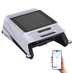 Pura V12 Solar Powered Automatic Pool Surface Skimmer Robot with APP Support,24/7 Continuous Cleaning, Dual Charging Options, Smart Obstacle Avoidance,150-um Filtration, OTA Upgrade (Blue)