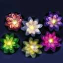 LACGO 12 PCS Floating Lotus Tea Lights - 5 Inch Floating Flowers Water Lily LED Candles for Pool, Bath, Wedding, Party Decor - Water Activated Lotus Flower Pool Lights(Mix-Color)