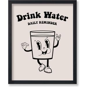 Poster Master Drink Water Print - Retro Daily Reminder Poster - Health & Water Art - Black Preppy Wall Design - Trendy & Funky Art - Kitchen or Dining Room Wall Decor - 8x10 UNFRAMED Wall Art (8L" x 10W", Style-06)