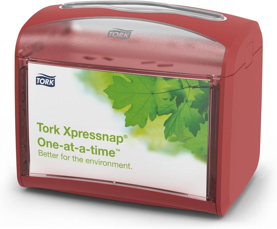 Tork Xpressnap Tabletop Napkin Dispenser Red N4, Signature Range, 6.7" x 7.9" x 5.6", 6236100