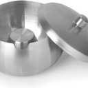 2 x JSVER Stainless Steel Cigar Ashtray with Lids for Home Office Decoration, Outdoor Patio, Balcony (Silver)