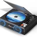 Leapwell CD Player Portable Bluetooth Desktop CD Players for Home with Speakers Rechargeable Small Retro CD Player with LCD Screen Optical USB Black