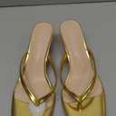 Kitten Flip Flop Thong Low Heels for Women Square Open Toe Slip On Heeled Sandals (9, Gold)